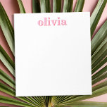 Modern Pink Red Personalized Name Anteckningsblock<br><div class="desc">Create your own personalized notepad with custom initial name in pink red color and modern minimal typography.</div>