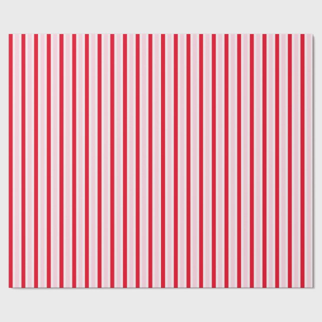 Modern Pink Red Striped Christmas Presentpapper (Seam)