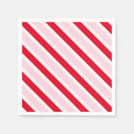 Modern Pink Red Stripes Christmas Pappersservett