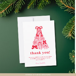 Modern Pink Red Tree Bow Birthday Tack Kort