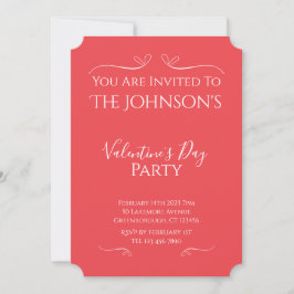Modern Pink Red Valentines Day Party Invitation Inbjudningar