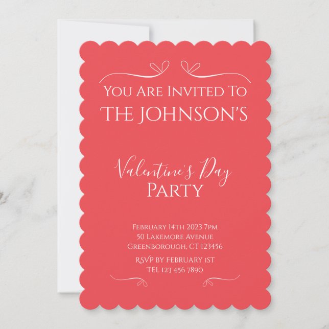 Modern Pink Red Valentines Day Party Invitation Inbjudningar (Framsida)