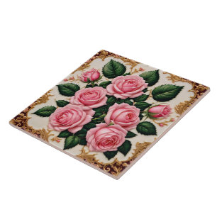 Modern Pink Roses Beautiful Collection Kakelplatta