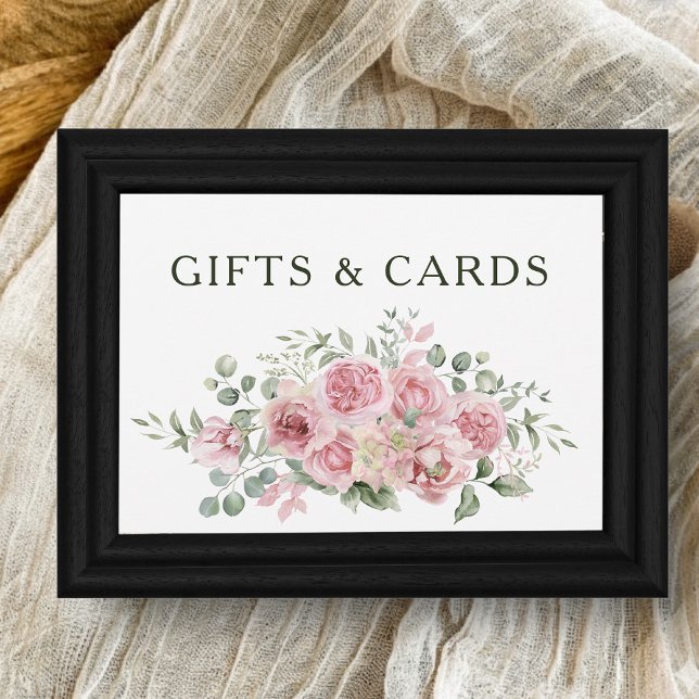 Modern Pink Roses Gifts & Cards Sign for Frame (Skapare uppladdad)