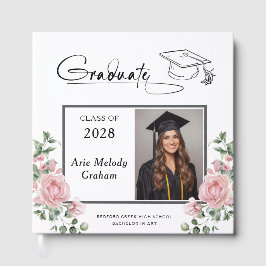Modern Pink Roses Graduation 2 Photo Gästböcker