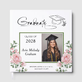 Modern Pink Roses Graduation 2 Photo Gästböcker