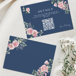 Modern Pink Roses QR-code Details Graduation Tilläggskort