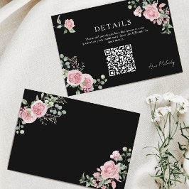 Modern Pink Roses QR-code Details Graduation Tilläggskort