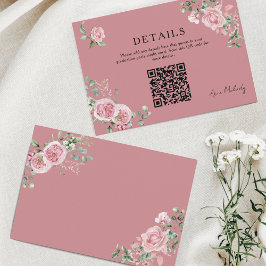 Modern Pink Roses QR-code Details Graduation Tilläggskort