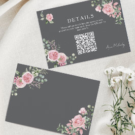 Modern Pink Roses QR-code Details Graduation Tilläggskort