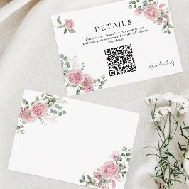 Modern Pink Roses QR-code Details Graduation Tilläggskort