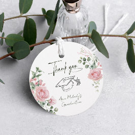 Modern Pink Roses Script Graduation Gåvor Etiketter