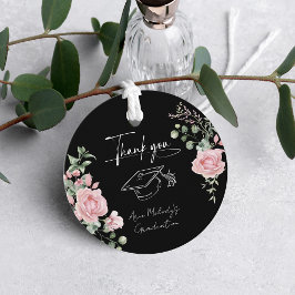 Modern Pink Roses Script Graduation Gåvor Etiketter