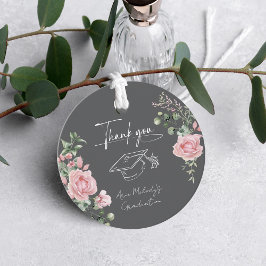Modern Pink Roses Script Graduation Gåvor Etiketter