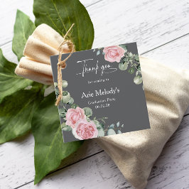 Modern Pink Roses Script Graduation Gåvor Etiketter