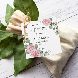 Modern Pink Roses Script Graduation Gåvor Etiketter