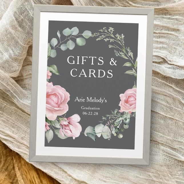 Modern Pink Roses Script Graduation Gifts & Cards (Skapare uppladdad)