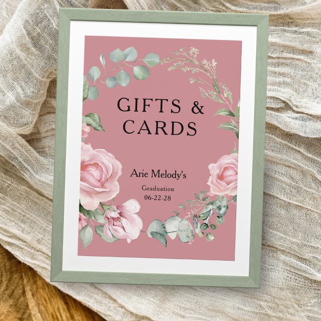 Modern Pink Roses Script Graduation Gifts & Cards (Skapare uppladdad)