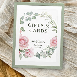 Modern Pink Roses Script Graduation Gifts & Cards