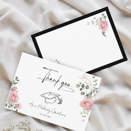 Modern Pink Roses Script Graduation Tack Kort