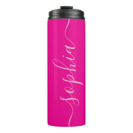 Modern Pink Script Name Thermal Tumbler