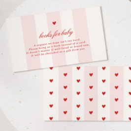 Modern Pink Stripe Heart Valentine Baby Shower Tilläggskort