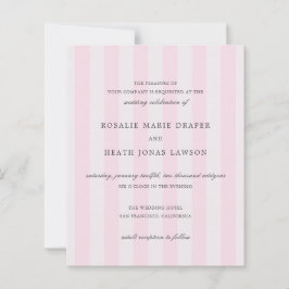 Modern Pink Stripes Elegant Budget Wedding Invite