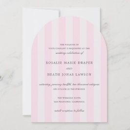 Modern Pink Stripes Elegant Wedding Inbjudningar