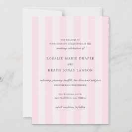 Modern Pink Stripes Elegant Wedding Magnetisk Inbjudningskort