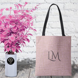 Modern Pink Taupe Monogram Glitter Detail Tygkasse
