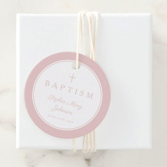 Modern Pink Thank You Girl Baptism Gåvor Etiketter (Modern Pink Thank You Girl Baptism Favor Tags)
