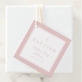 Modern Pink Thank You Girl Baptism Gåvor Etiketter