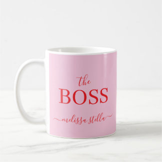 Modern Pink The Boss Name | Girly Gift Kaffemugg