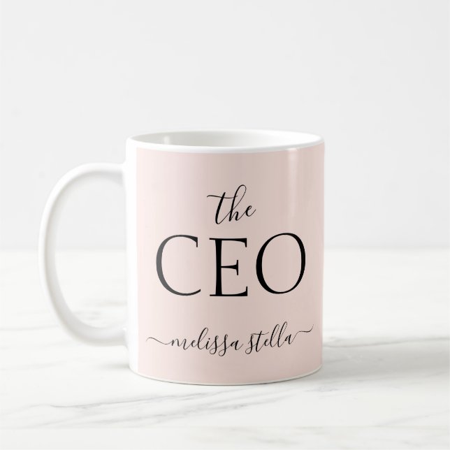 Modern Pink The CEO Name | Best Girly Gift Kaffemugg (Vänster)