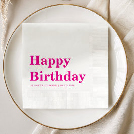 Modern Pink Typography Birthday Pappersservett