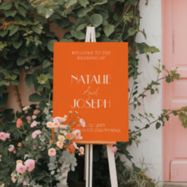 Modern Pink  White Minimal Wedding Welcome Sign