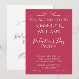 Modern Pink White Palentine's Day Party Invitation Inbjudningar