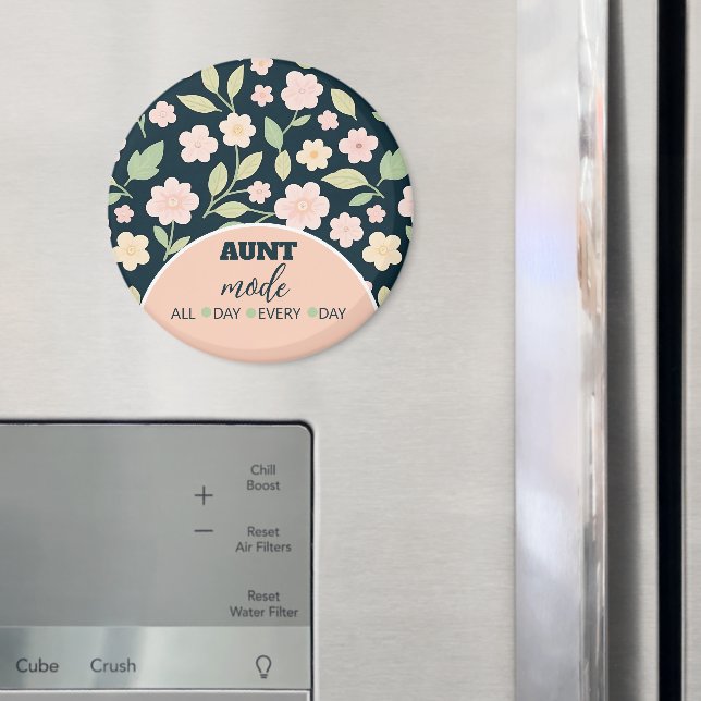Modern Pink Wildflowers Pattern Magnet (In Situ (Fridge))