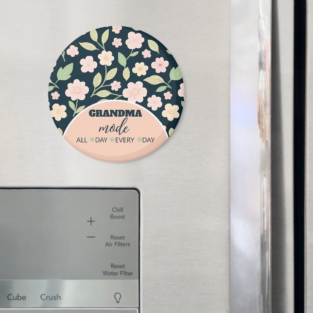 Modern Pink Wildflowers Pattern Magnet (In Situ (Fridge))