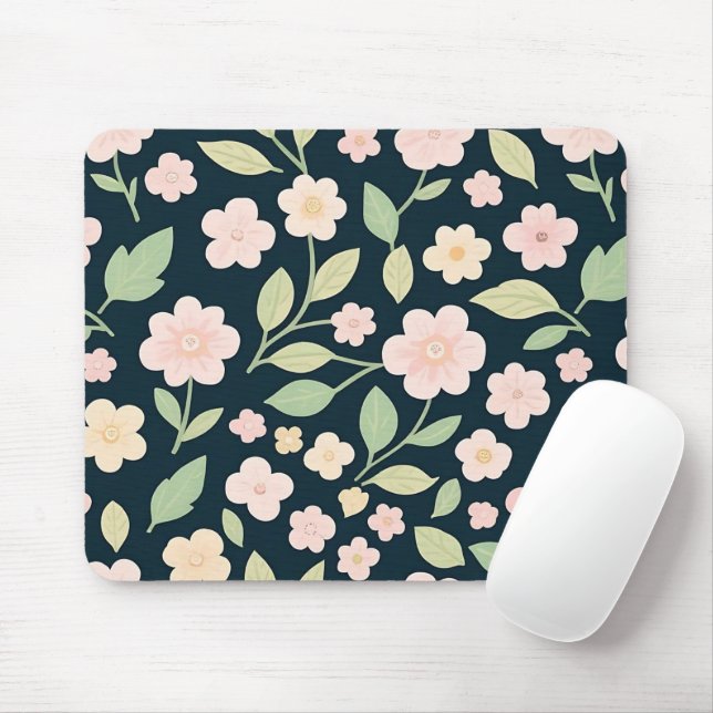 Modern Pink Wildflowers Pattern Musmatta (Med mus)