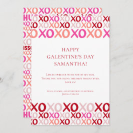 Modern Pink XOXO Best Friend  Bff Galentine's Day Julkort