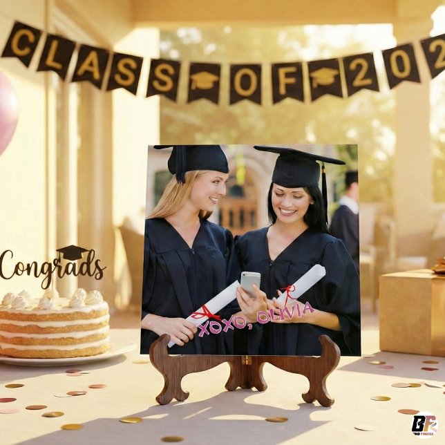 Modern Pink XOXO Custom Photo Graduation Card (Skapare uppladdad)