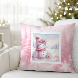 Modern Pinkmas Cozy Winter Forest Kids Room Pillow Kudde