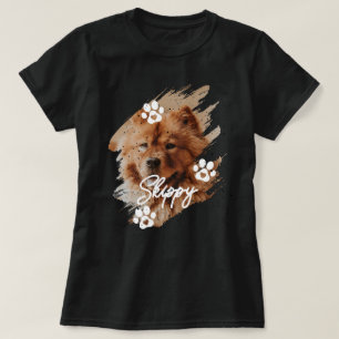 Modern Pinselstryk Husdjur Hund Foto & Namn T Shirt