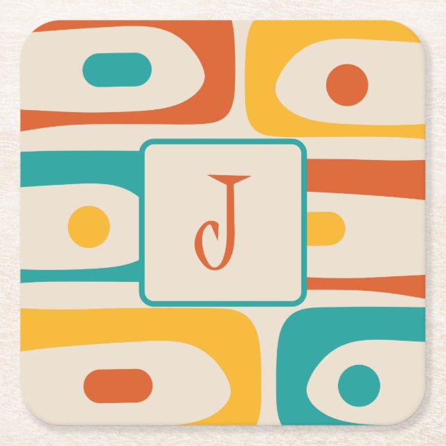 Modern Piquet Abstrakt Mönster - början Underlägg Papper Kvadrat (Framsidan)