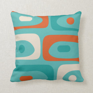 Modern Piquet Mönster Teal-Orange i mitten av århu Kudde