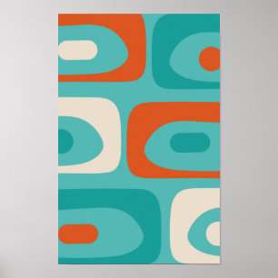 Modern Piquet Mönster Teal-Orange i mitten av århu Poster