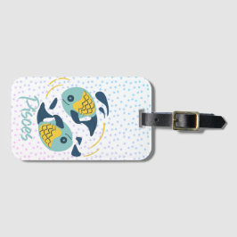Modern Pisces Fish Zodiac Bagagebricka