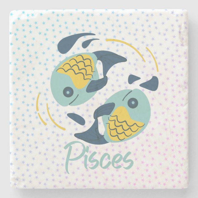 Modern Pisces Fish Zodiac Stenunderlägg (Framsidan)