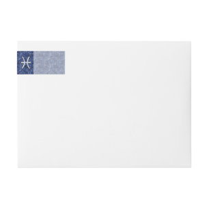 Modern Pisces Zodiac Sign Navy Blue Digital Camo Etikettband